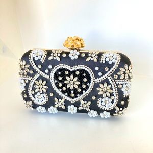 Fancy Black rhinestone clutch handbag